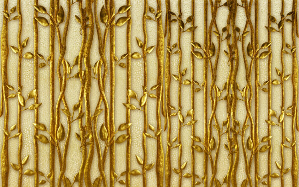 金色树木装饰背景墙