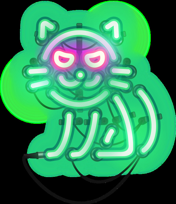 绿色水彩手绘灯管动物透明素材