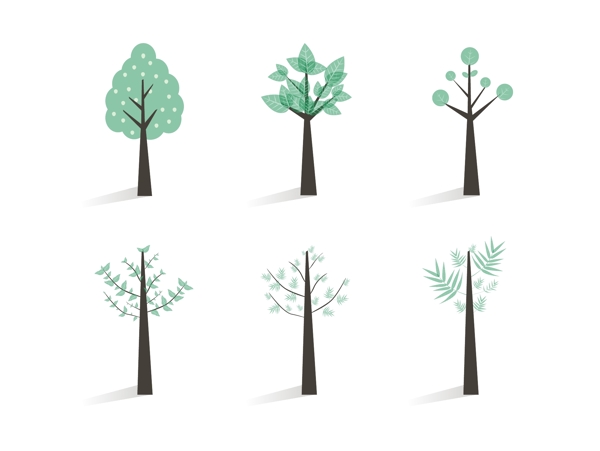 矢量绿色树木绿叶装饰图案