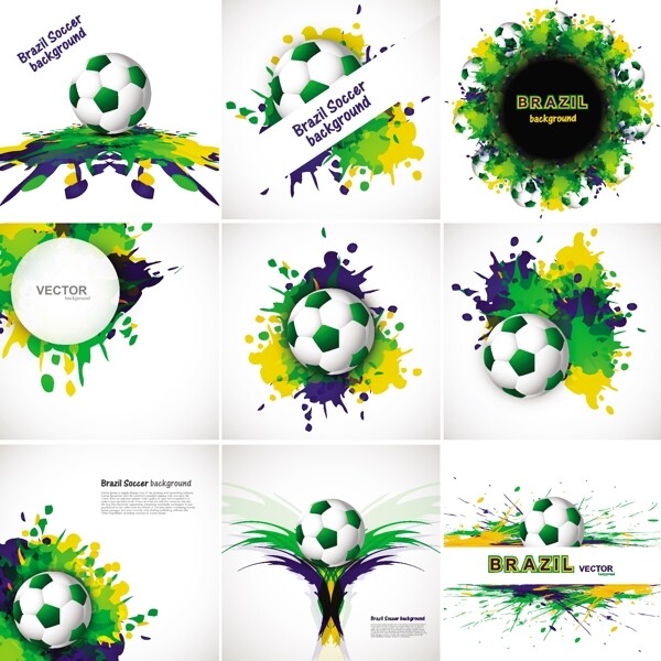 巴西足球矢量创意素材卡片设计