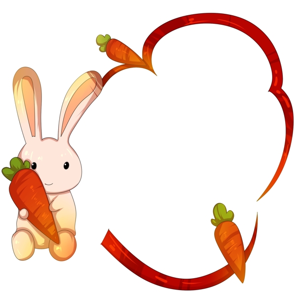 卡通手绘兔子和萝卜