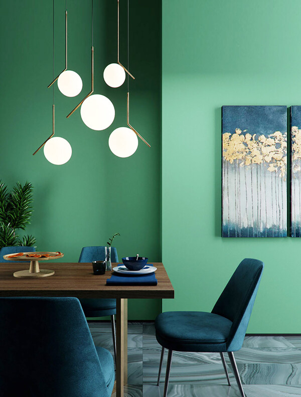 现代绿色墙面装饰图片