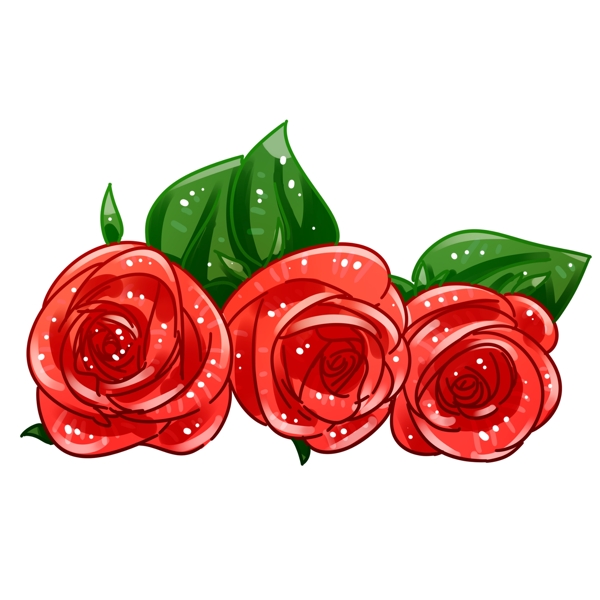 三朵红色玫瑰元素可商用