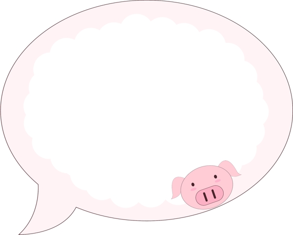 萌系气泡对话框动物猪可商用元素