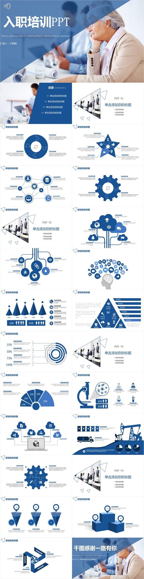 蓝色大气简约入职培训PPT模板