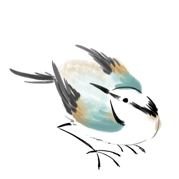 水墨画鹦鹉