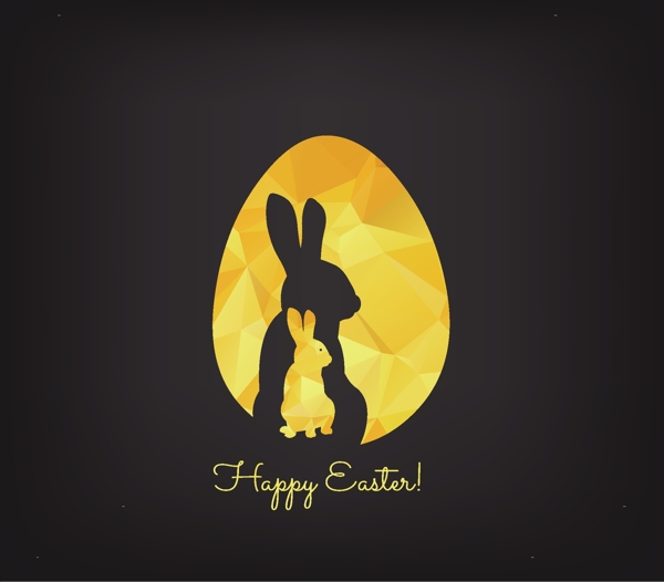 金蛋中的两只兔子卡通logo
