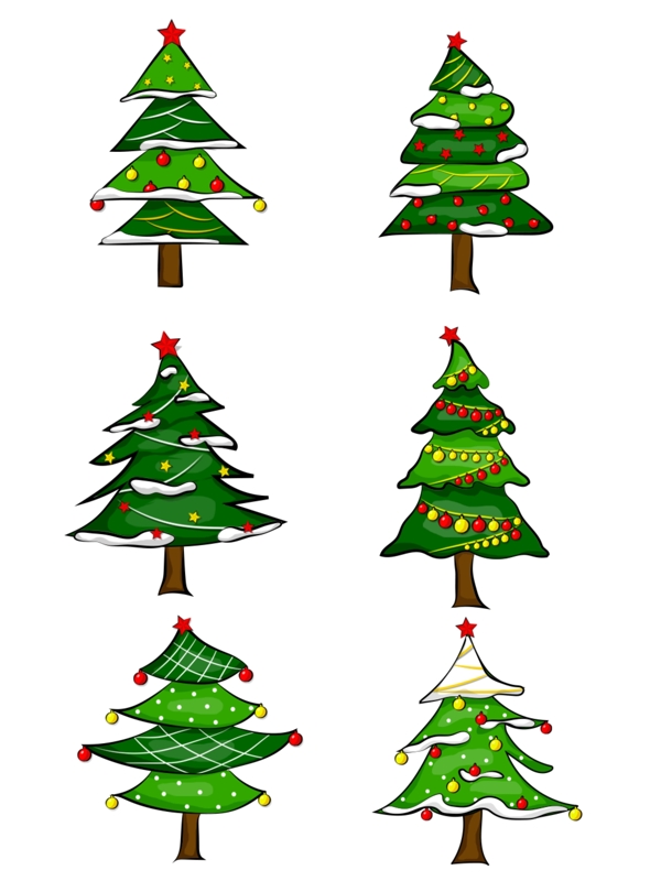 圣诞矢量圣诞树装饰套图元素