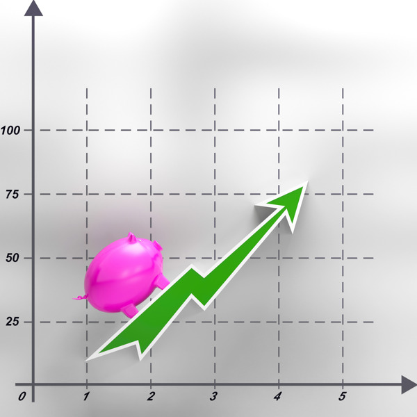 小猪显示线条和利润丰厚的攀登