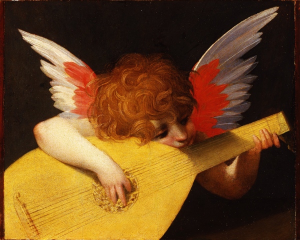 弹琴的天使油画