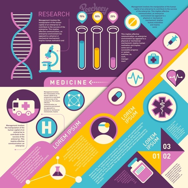 复古彩色医学信息图表