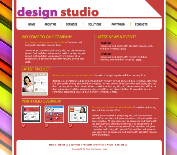 红色网页设计公司网页模板