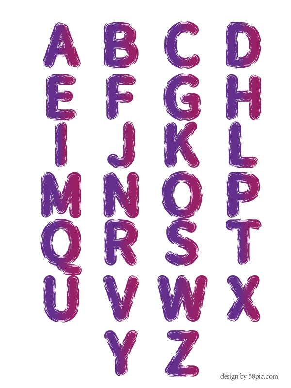 二十六英文字母渐变纹路创意字体
