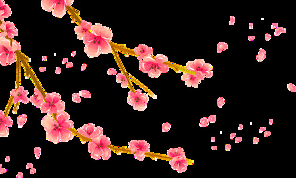中国风红花装饰元素图片