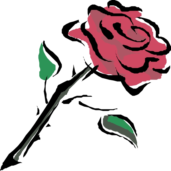 印花矢量图优雅植物玫瑰花色彩黑色免费素材
