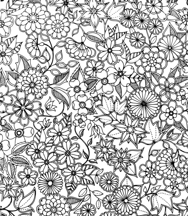 黑白花朵复杂剪纸底纹图片