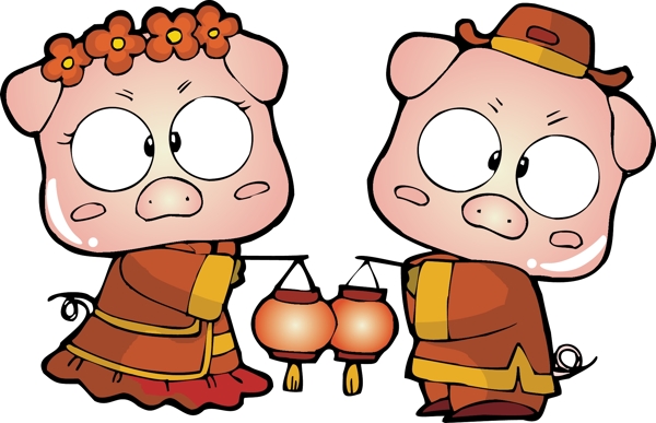 可爱卡通猪