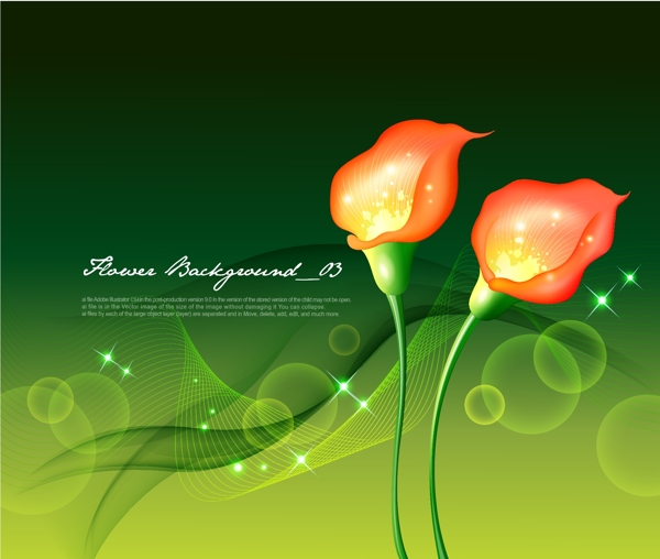 鲜艳花朵绿叶图案创意设计矢量素材3