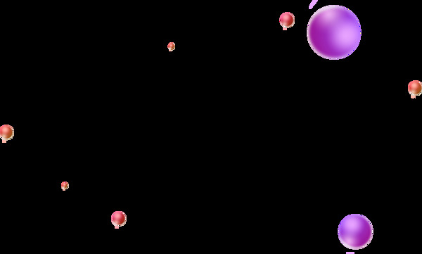 卡通紫色红色泡泡png元素
