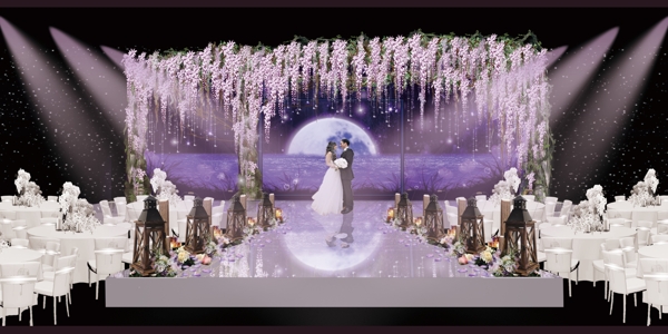 紫藤浪漫唯美婚礼仪式区效果图