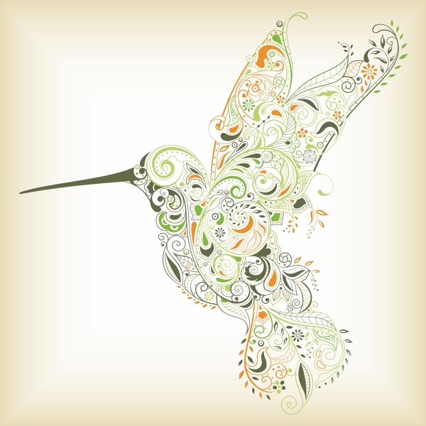 印花矢量图动物鸟类花纹色彩免费素材