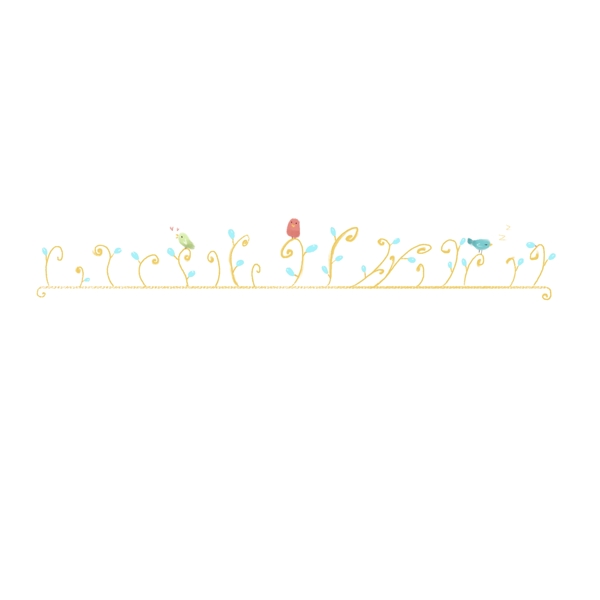小鸟植物分割线插画