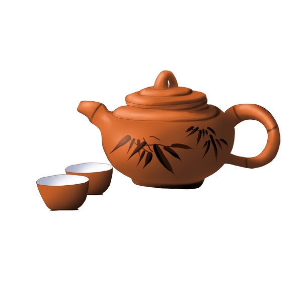 手绘中国风一套茶具设计