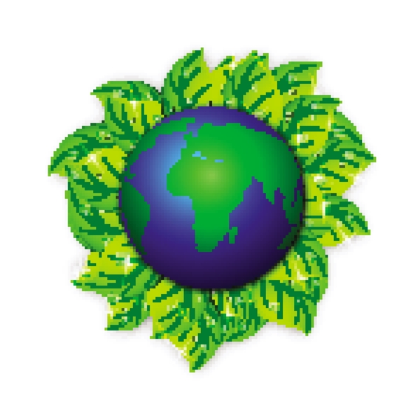 地球和绿色的叶子拯救地球背景
