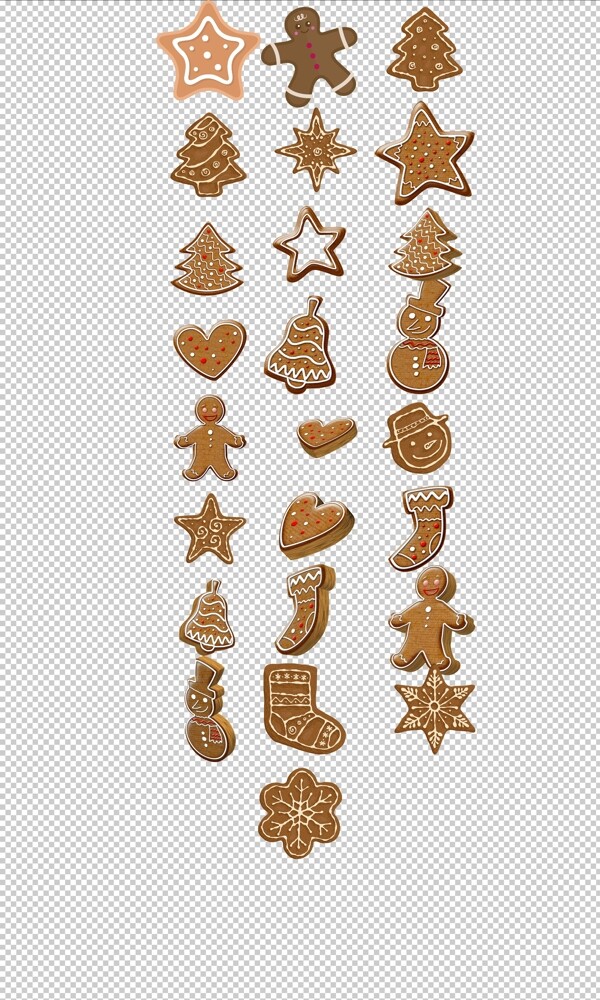 姜饼各种形状可爱姜饼棕色圣诞装