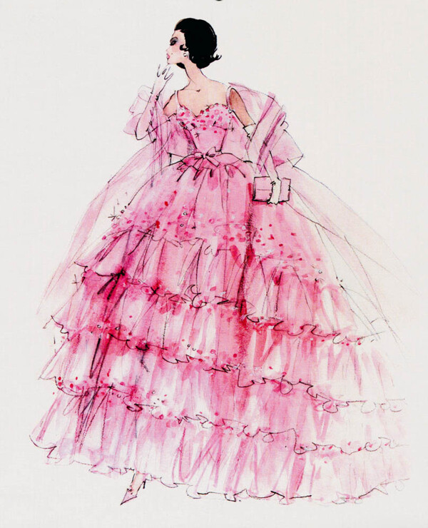 粉色婚纱裙设计图