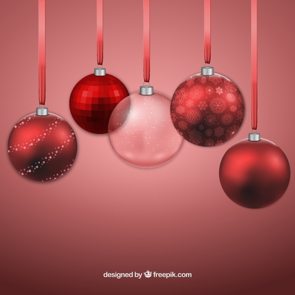 现实主义和红色的圣诞球背景
