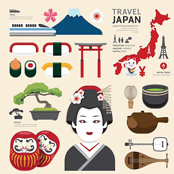 旅游图标日本图片