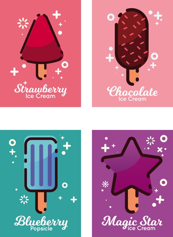 各种冰淇淋图形卡片