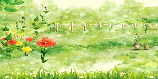绿色清新春季海报背景设计