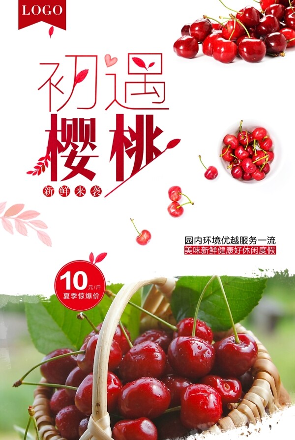 樱桃成熟美食海报设计.psd