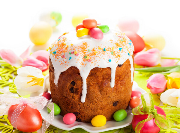 复活节彩蛋与蛋糕图片