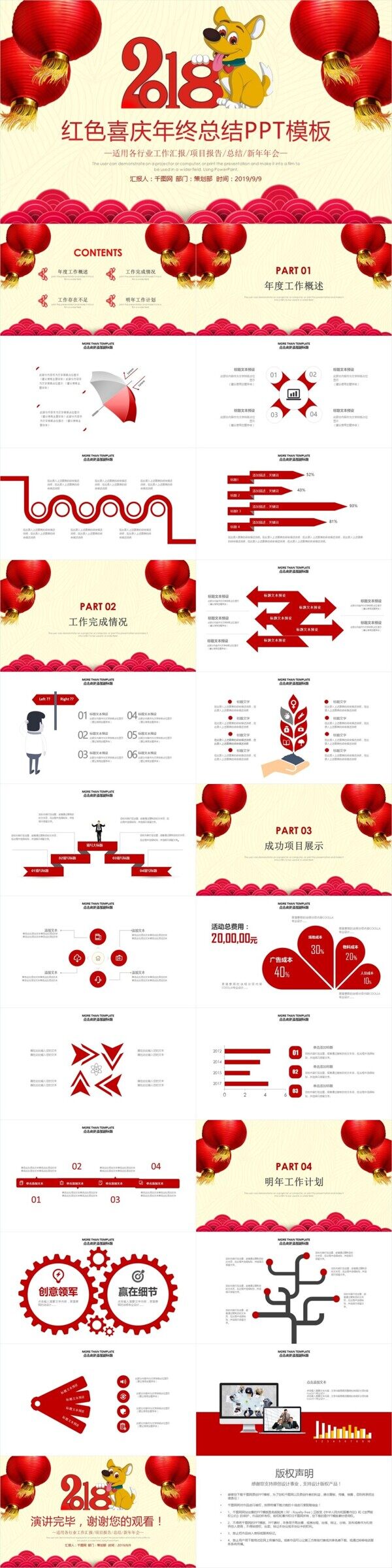 红色大气2018工作总结汇报PPT模板
