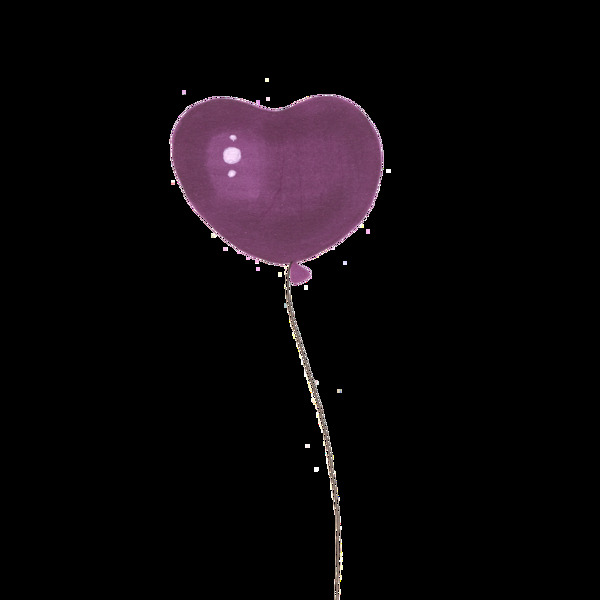 紫色爱心气球png透明素材
