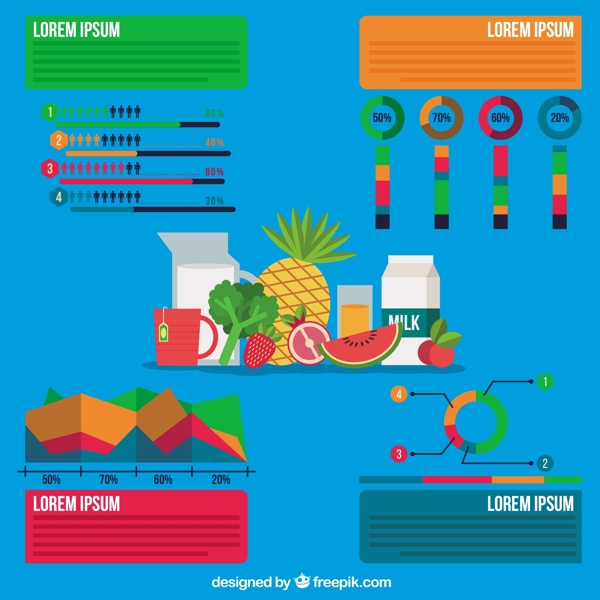 食品信息图表蓝色背景