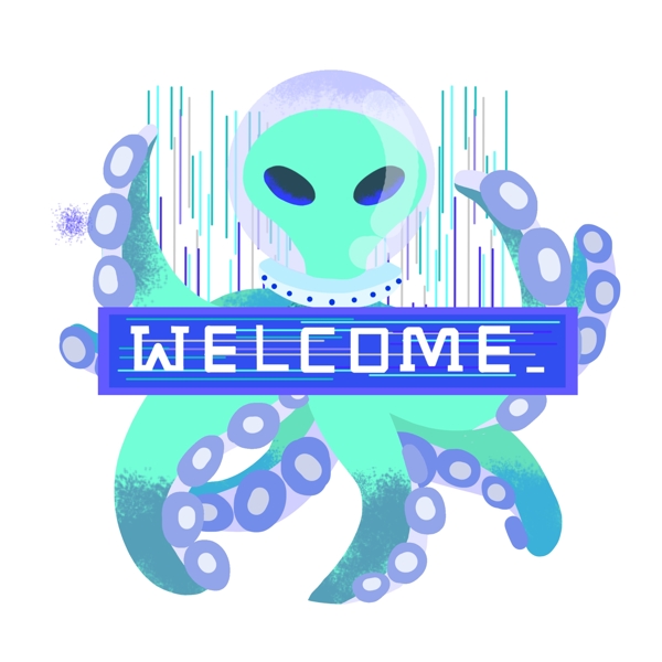 蒸气波外星宇宙章鱼欢迎