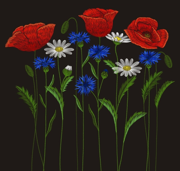 植物花朵花卉刺绣图案下载