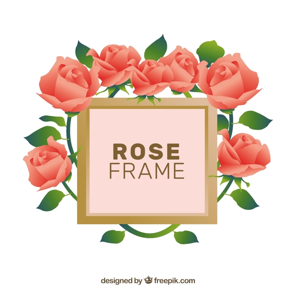 玫瑰花边框架装饰图案