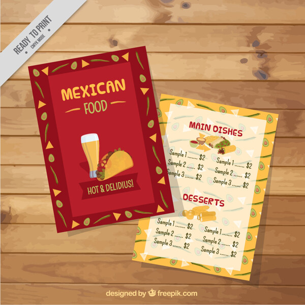 图中的墨西哥菜单模板