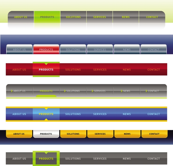 Web2.0网站风格的菜单导航条矢量素材