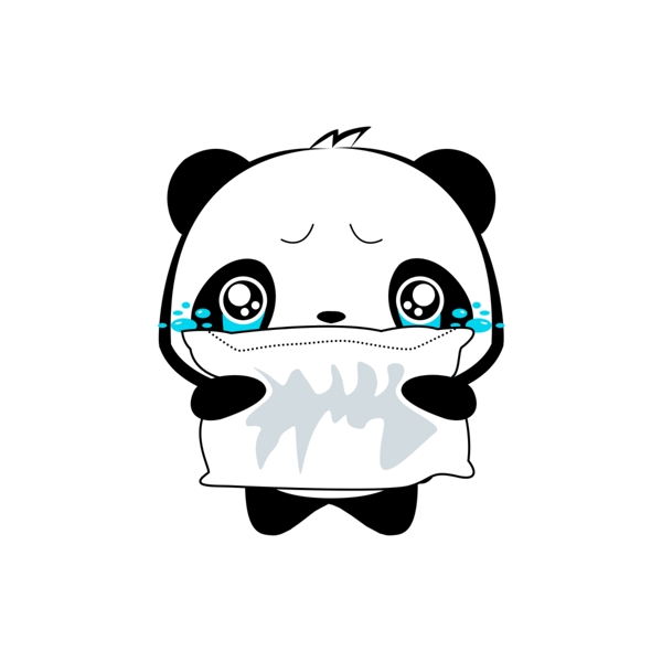 熊猫哭泣抱枕表情包表情设计