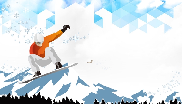 冬季雪山滑雪背景设计