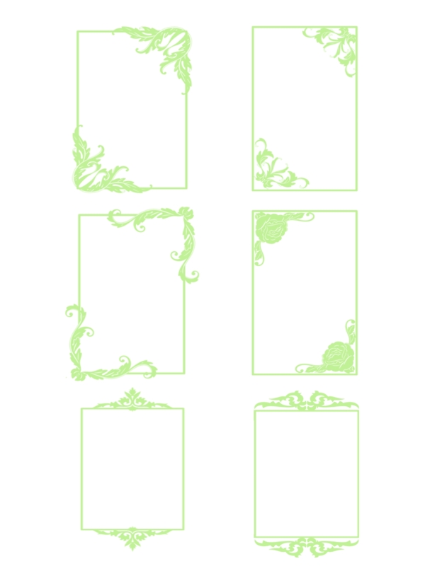 薄荷绿手绘简约花卉花边方框边框图案元素