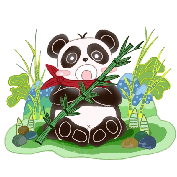珍惜动物保护大熊猫原创手绘卡通设计元素