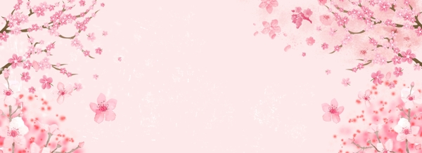 清新手绘樱花节粉色海报背景