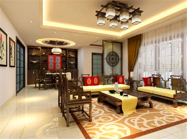 中式客厅模型1